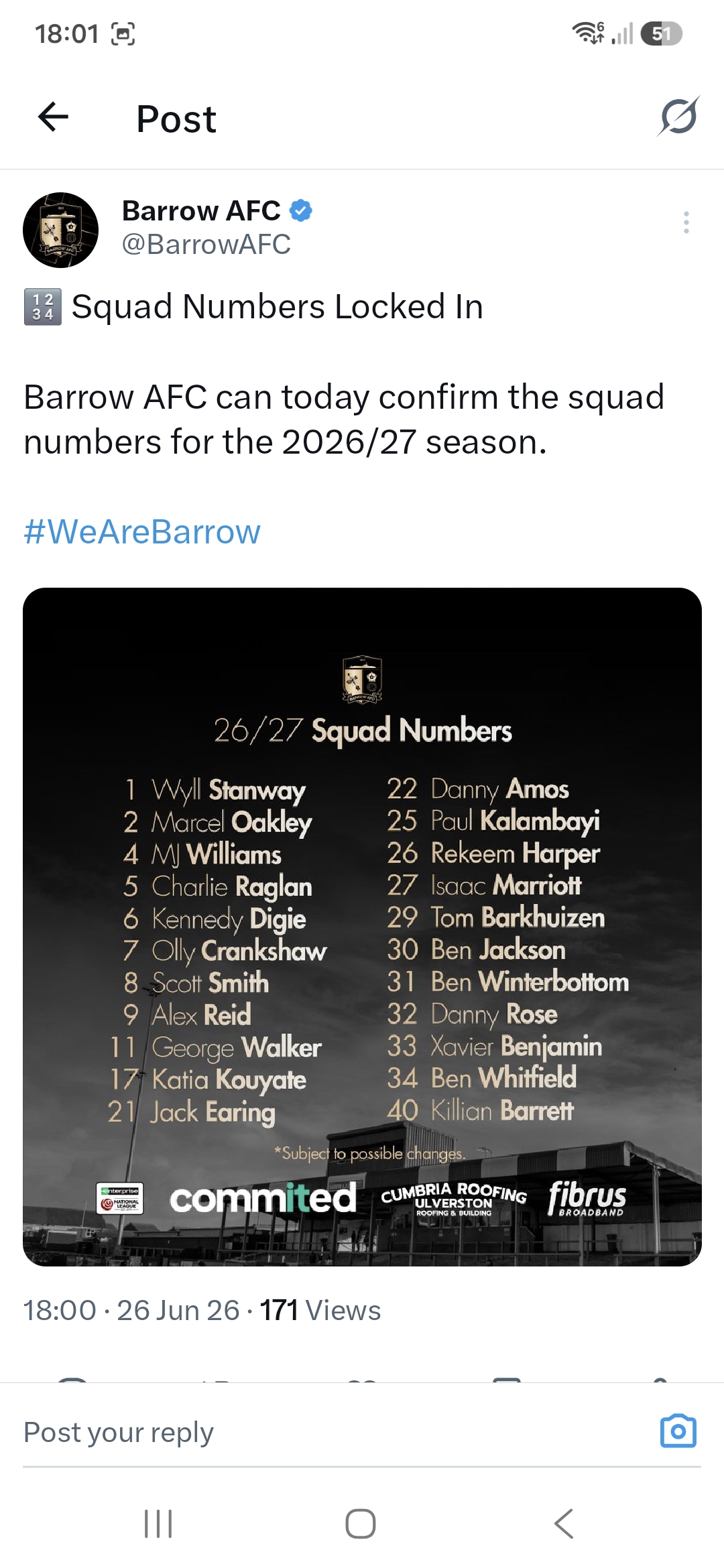 Squad this season! - Barrow AFC.net